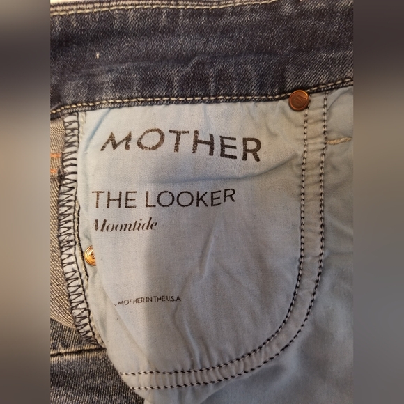 Mother The Looker Jeans Moontide 24 Blue Denim Medium Wash Mid Rise - Picture 10 of 15